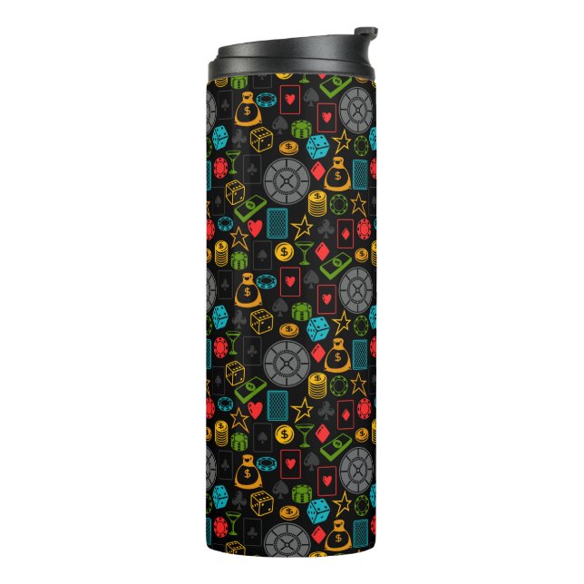 Farbenfrohe Casino Icons Thermosbecher (Nach links gedreht)