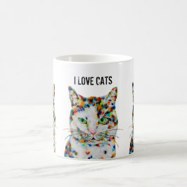 Farbenfrohe Cat Art Tasse
