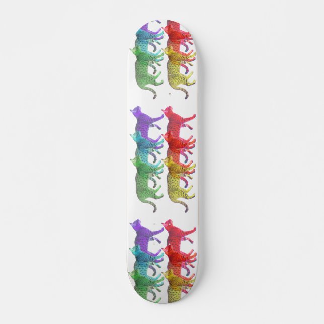 Farbenfrohe Cat Crowd Skateboard (Vorne)