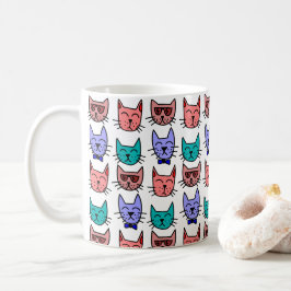 Farbenfrohe Cat Doodle Faces Keramik Tasse 11oz /1