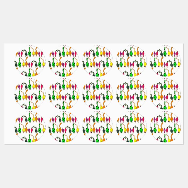 Farbenfrohe Cat Hintern Muster Etiketten (Blatt)
