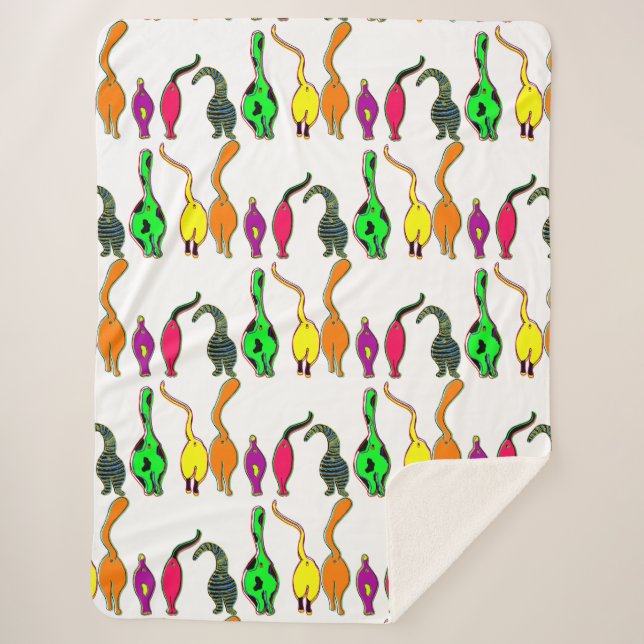 Farbenfrohe Cat Hintern Muster Sherpadecke (Vorderseite)