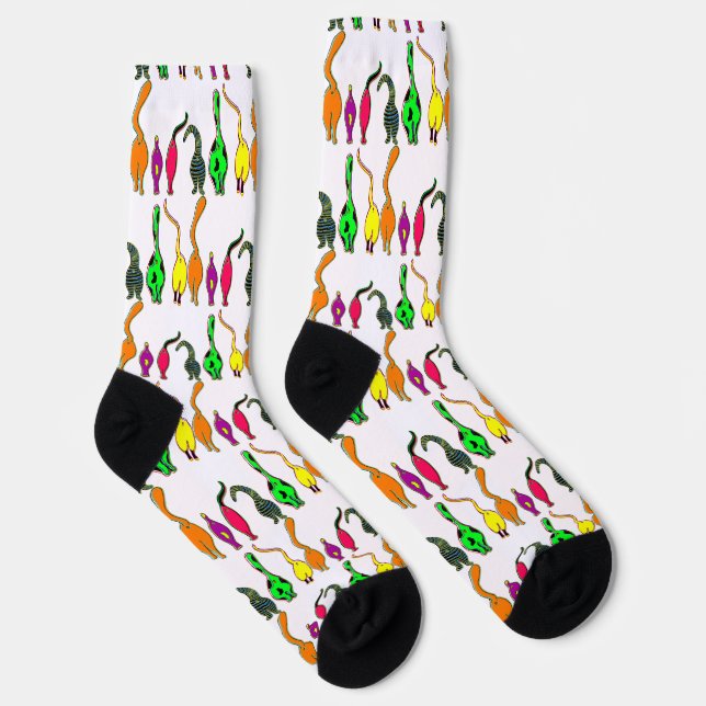 Farbenfrohe Cat Hintern Muster Socken (Rechts)