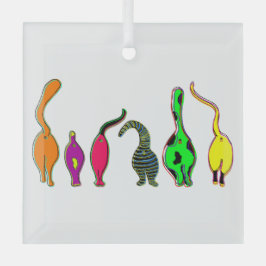 Farbenfrohe Cat Hintern Ornament Aus Glas