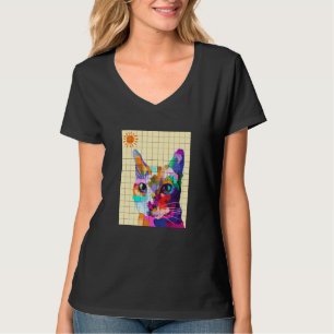 Farbenfrohe Cat Pop Art T-Shirt