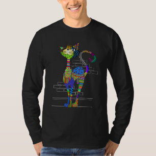 Farbenfrohe Cat Street Cat Patches T-Shirt