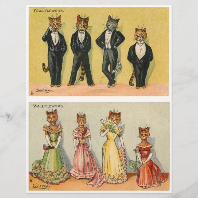 Farbenfrohe Cat Wallflows von Louis Wain (Vorderseite)