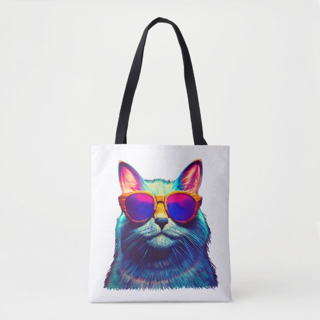 Farbenfrohe Cat Wearing-Sonnenbrille Tasche (Vorderseite)