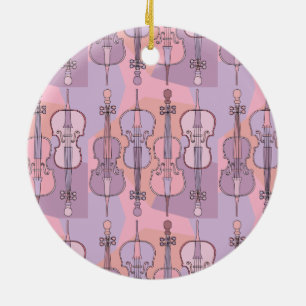 Farbenfrohe Cello Muster Keramik Ornament