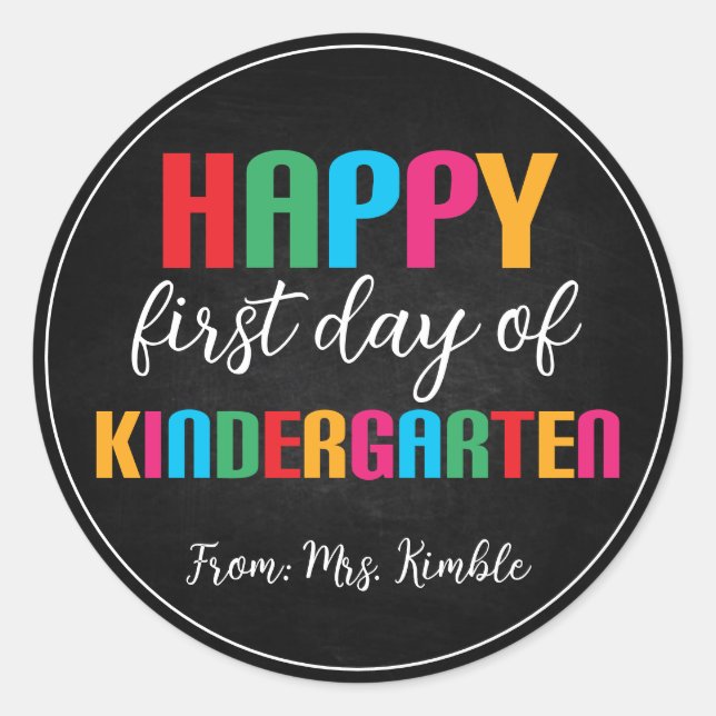 Farbenfrohe Chalk Board Kindergarten Schulsticker Runder Aufkleber (Vorderseite)