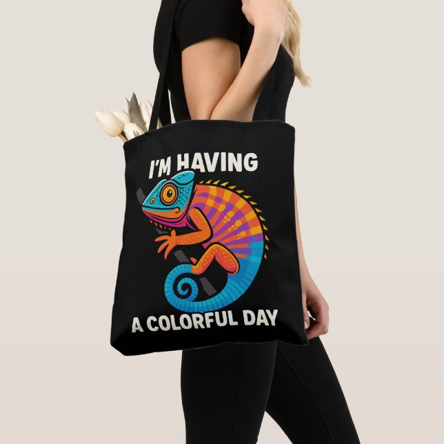 Farbenfrohe Chameleon Lizard Life Rainbow Reptil Tasche (Von Nahem)