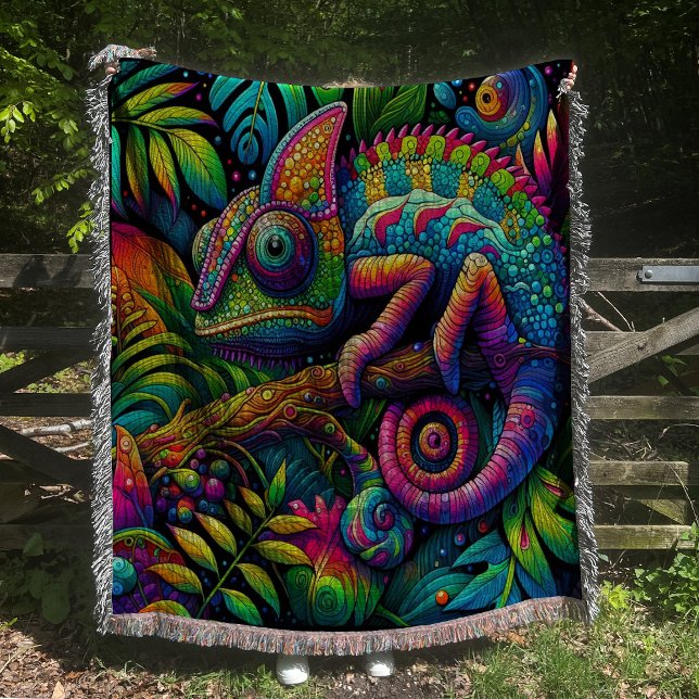 Farbenfrohe Chameleon Psychedelic Throw Blanket Decke (Von Creator hochgeladen)