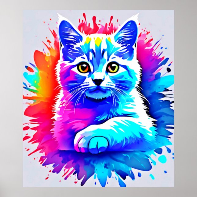 Farbenfrohe Chat Art Poster (Vorne)