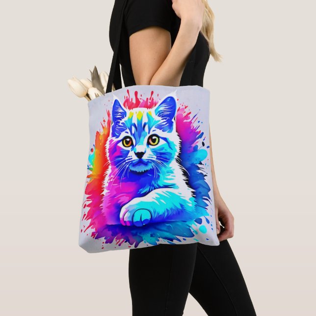 Farbenfrohe Chat Art Tasche (Von Nahem)