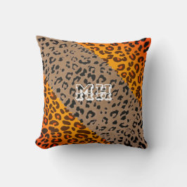 Farbenfrohe Cheetah Print Pattern Girl Monogram Kissen