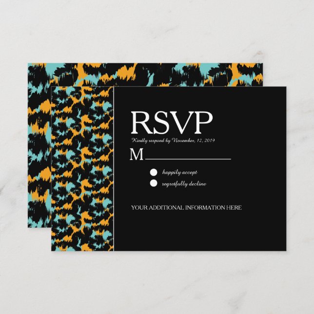Farbenfrohe Cheetah Print Pattern Moderne Hochzeit Einladung (Vorne/Hinten)