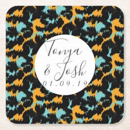 Farbenfrohe Cheetah Print Pattern Moderne Hochzeit Rechteckiger Pappuntersetzer