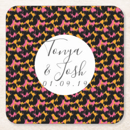 Farbenfrohe Cheetah Print Pattern Moderne Hochzeit Rechteckiger Pappuntersetzer