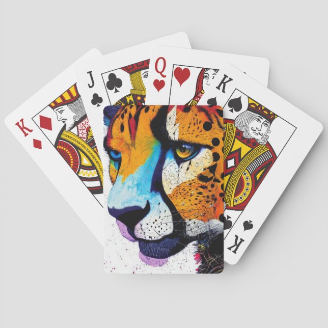 Farbenfrohe Cheetah Spielkarten (Rückseite)