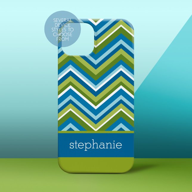 Farbenfrohe Chevrons und grüner blauer Individuell title_seo2 (Personalized Phone Case)