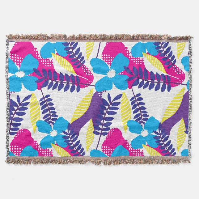 Farbenfrohe Chic Floral & Dot Muster mit Blätter Decke (Vorderseite)