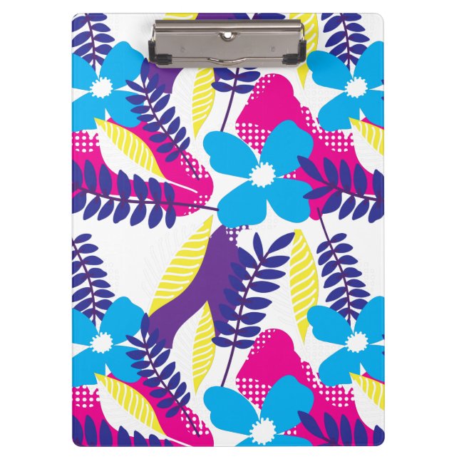 Farbenfrohe Chic Floral & Dot Muster mit Blätter Klemmbrett (Vorderseite)