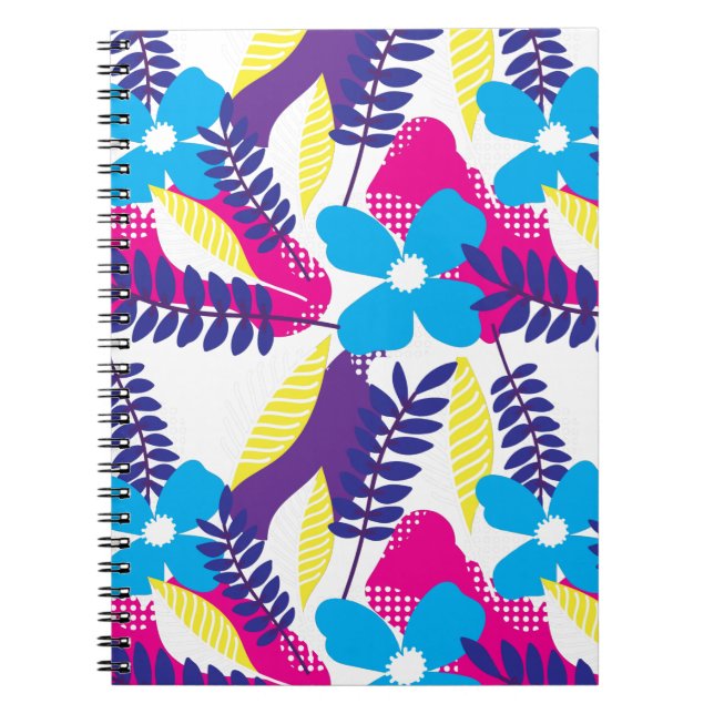 Farbenfrohe Chic Floral & Dot Muster mit Blätter Notizblock (Vorderseite)
