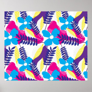 Farbenfrohe Chic Floral & Dot Muster mit Blätter Poster