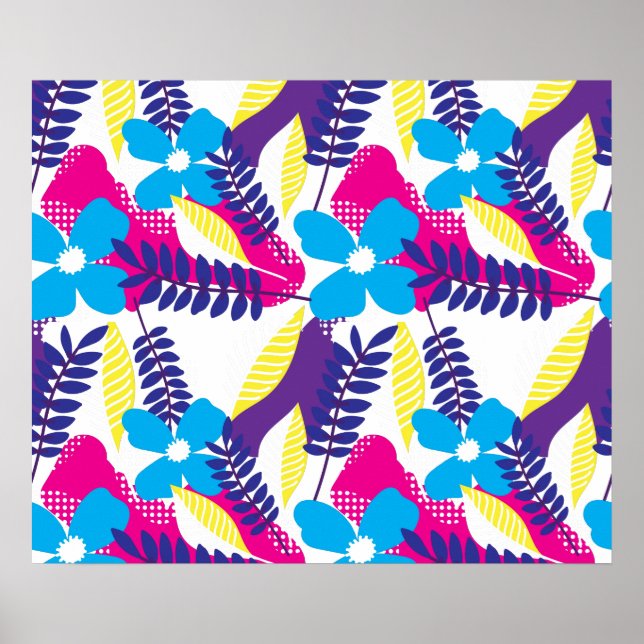 Farbenfrohe Chic Floral & Dot Muster mit Blätter Poster (Vorne)