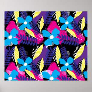 Farbenfrohe Chic Floral & Dot Muster mit Blätter Poster