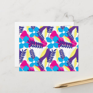 Farbenfrohe Chic Floral & Dot Muster mit Blätter Postkarte