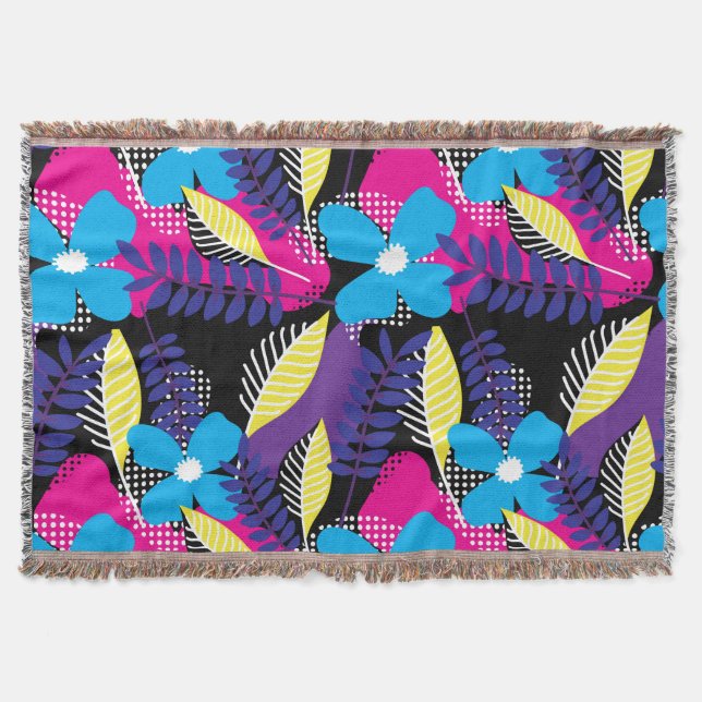 Farbenfrohe Chic Floral & Dot Muster mit Blätter T Decke (Vorderseite)