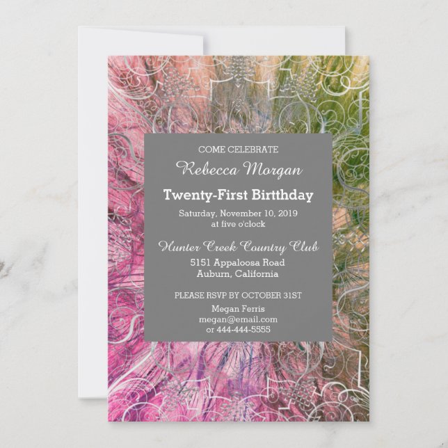 Farbenfrohe Chic Glitzy Einladung zum Geburtstag (Vorderseite)