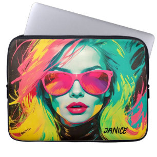 Farbenfrohe Chic Pop Kunst, Dichtung und Musik Laptopschutzhülle
