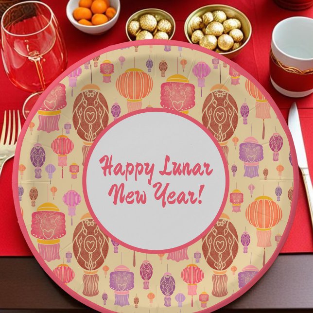 Farbenfrohe chinesische Laternen Lunar-Neujahr Pappteller (Von Creator hochgeladen)