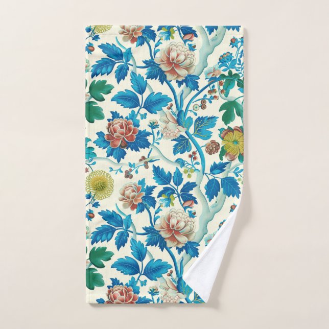 Farbenfrohe Chinoiserie Traditionelles, florales M Badhandtuch Set (Handtuch)