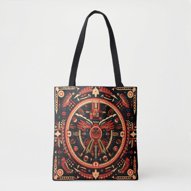 Farbenfrohe Chippewa Indianerstamm Muster Tote Bag Tasche (Vorderseite)