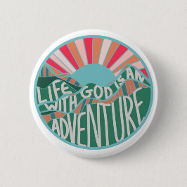 Farbenfrohe Christliche Bergwelt Abenteuer Classic Button