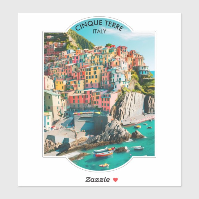 Farbenfrohe Cinque Terre, Italien - individuell an Aufkleber (Blatt)