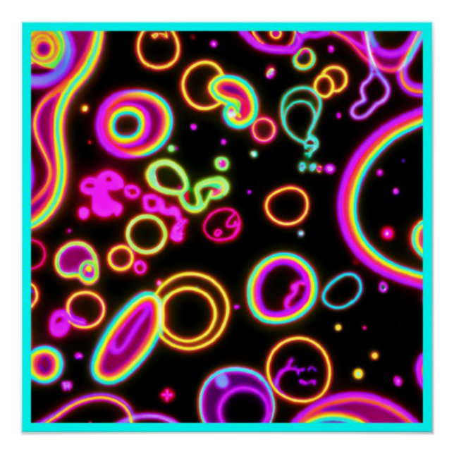 Farbenfrohe Circle Neon Muster Art Design Poster (Vorderseite)