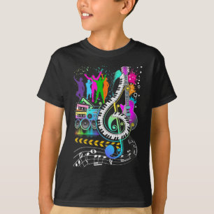 Farbenfrohe Clef Musiknote Musiker Pianist T-Shirt