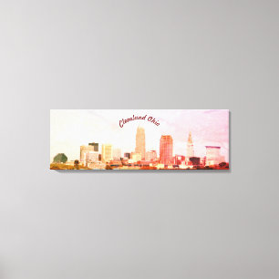 Farbenfrohe Cleveland Skyline Canvas Print Leinwanddruck
