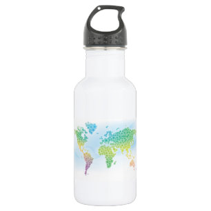 Farbenfrohe Cloud World Map Trinkflasche