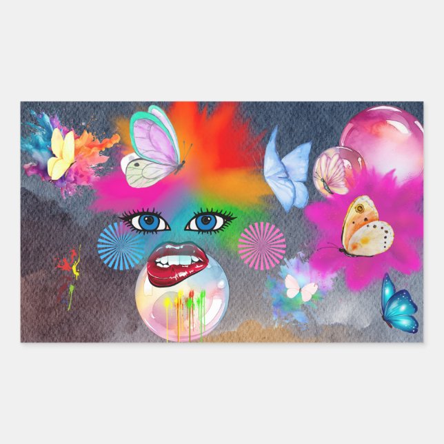farbenfrohe Clownfigur Rechteckiger Aufkleber (Vorderseite)