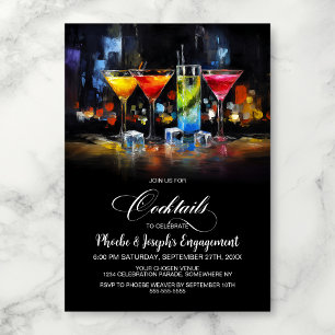 Farbenfrohe Cocktail- Verlobungsfeier Einladung