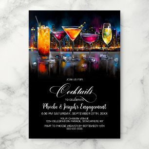 Farbenfrohe Cocktail-Verlobungsfeier Einladung