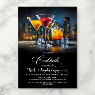 Farbenfrohe Cocktail-Verlobungsfeier Einladung