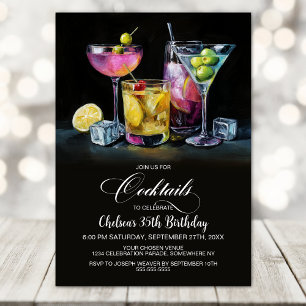 Farbenfrohe Cocktails Geburtstagsfeier Einladung