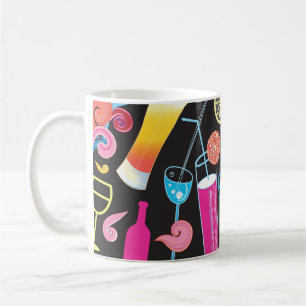 Farbenfrohe Cocktails Grafisches, nahtloses Muster Kaffeetasse
