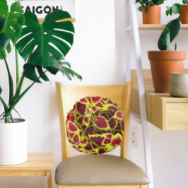 Farbenfrohe Coleus Pflanze Blätter Rundes Kissen